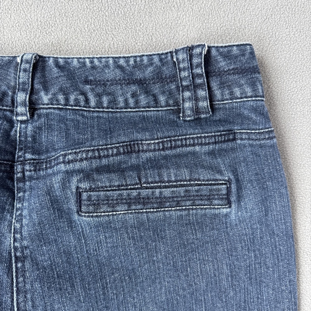 LOFT Flare Jeans Womens 10 Blue High Rise‎ Patch Pockets Denim Unpicked Raw Hem - Picture 4 of 14